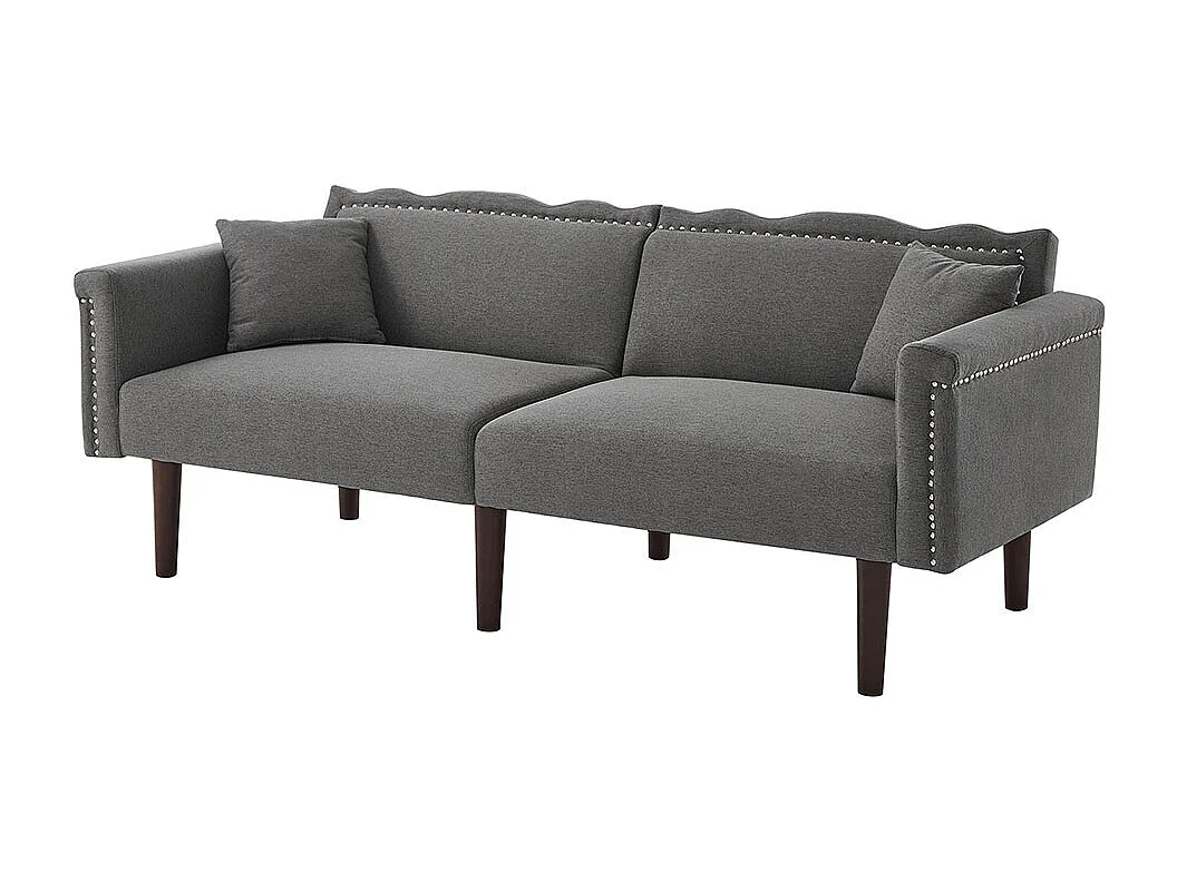 Canapé deux places avec fonction relax, tissu coton et lin, mousse haute densité,gris