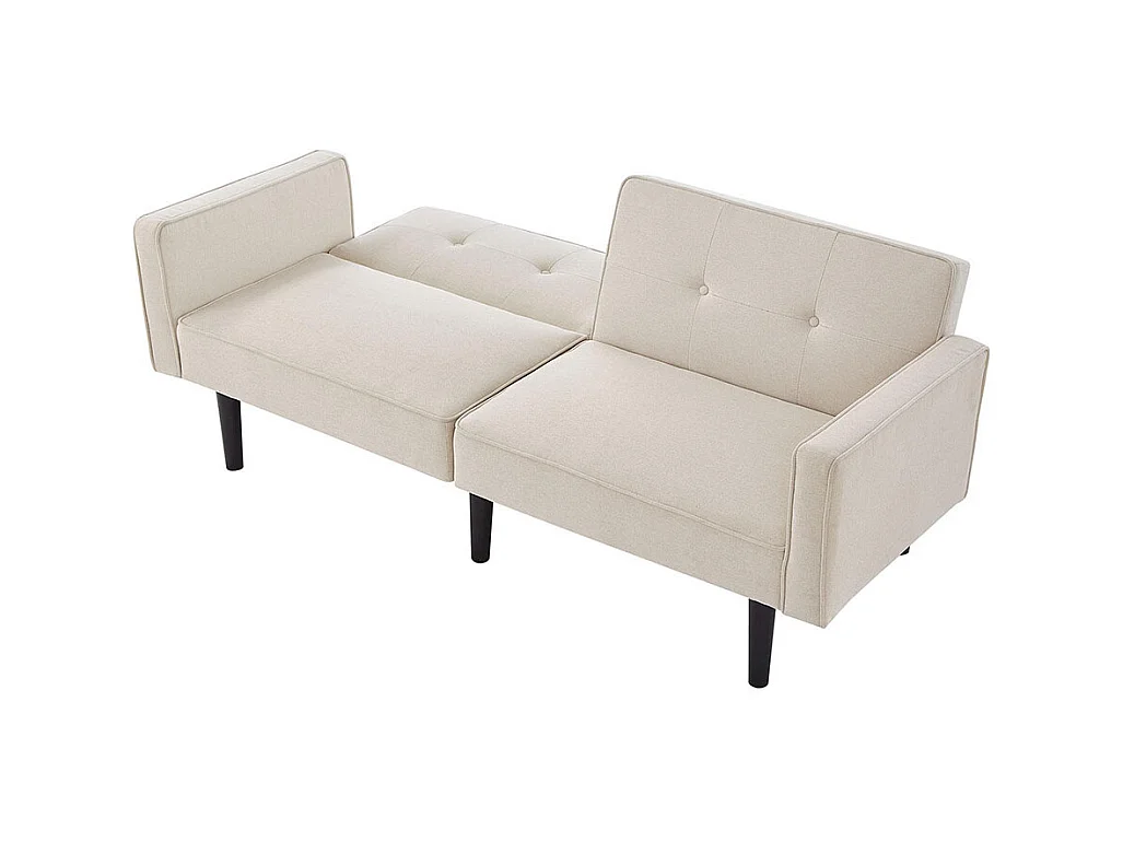 Canapé-lit 2 en 1 avec double dossier réglable individuellement, tissu coton et lin,beige
