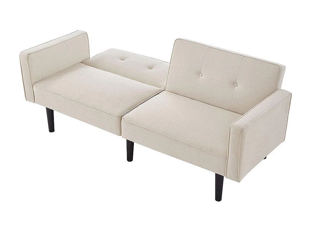 Canapé-lit 2 en 1 avec double dossier réglable individuellement, tissu coton et lin,beige