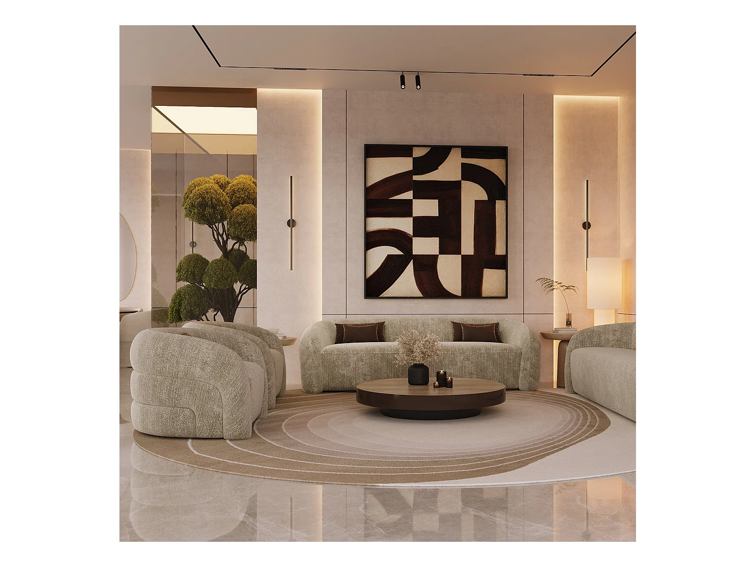 Canapé 3 places velours texturé taupe VICTORIA