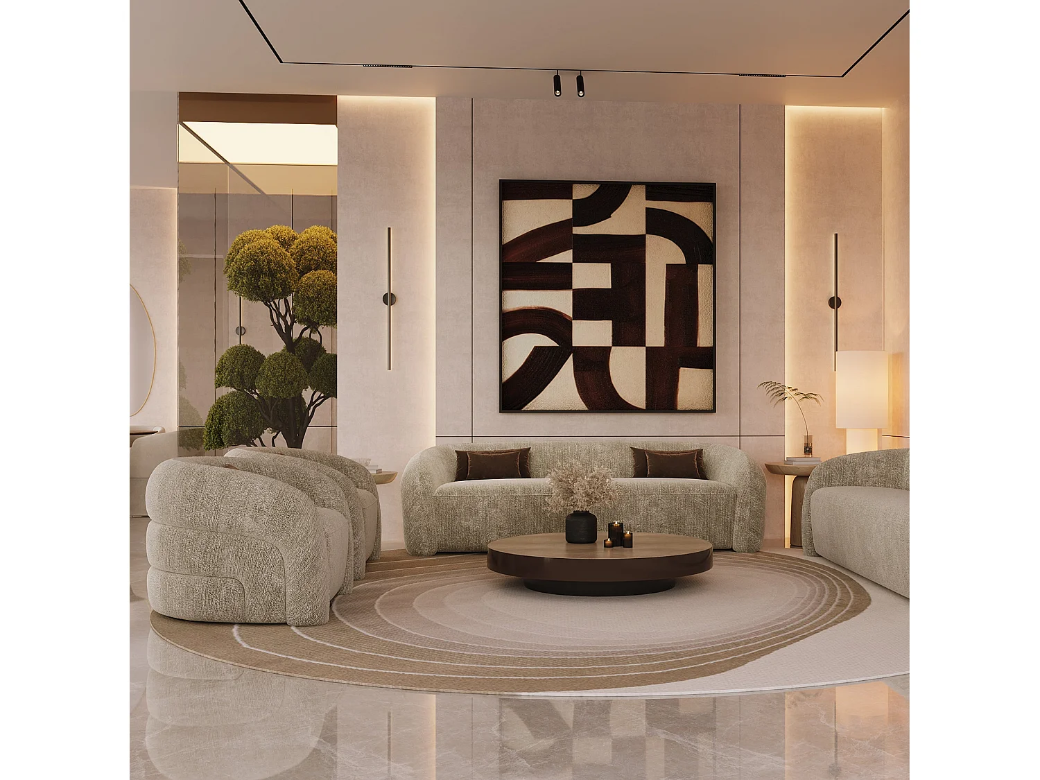 Fauteuil pivotant velours texturé taupe VICTORIA
