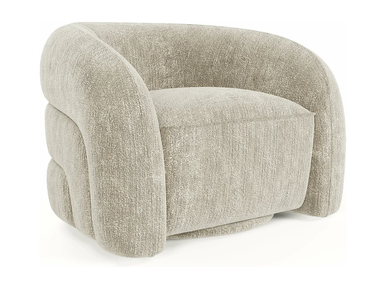 Fauteuil pivotant velours texturé beige VICTORIA