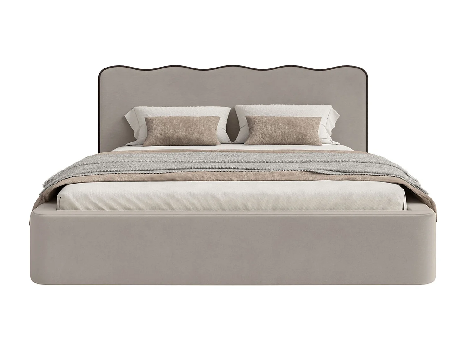 Gestoffeerd bed met opbergruimte – 200x200 cm – in beige fluweel – DUNEY