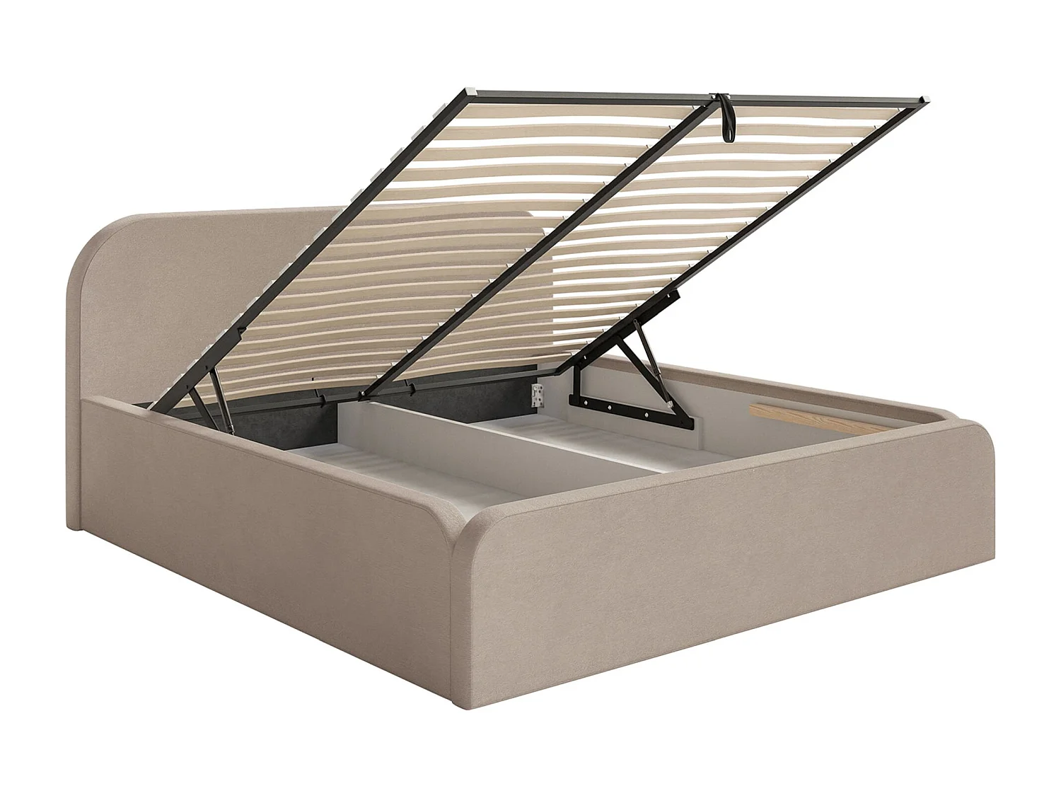 Polsterbett 140x200 - mit Bettkasten - Samtbezug - Beige - UMIKE
