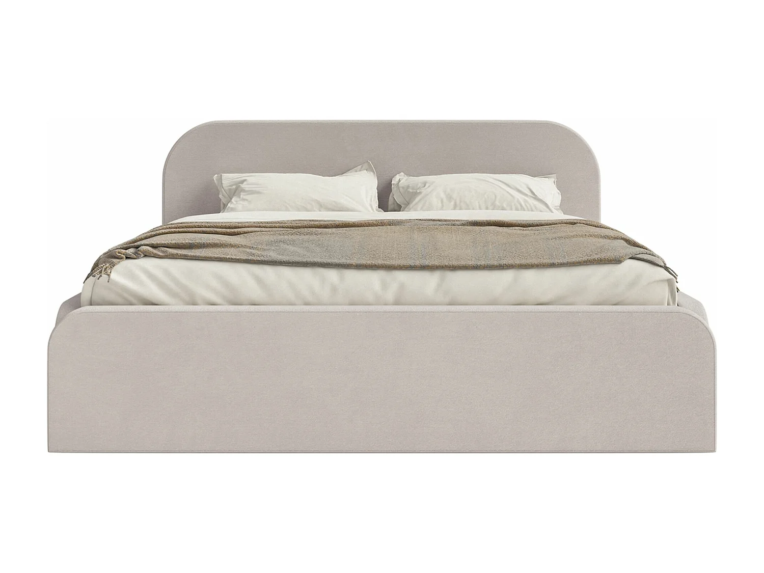 Lit tapissé avec coffre – 140x200 cm – en velours beige-gris – UMIKE