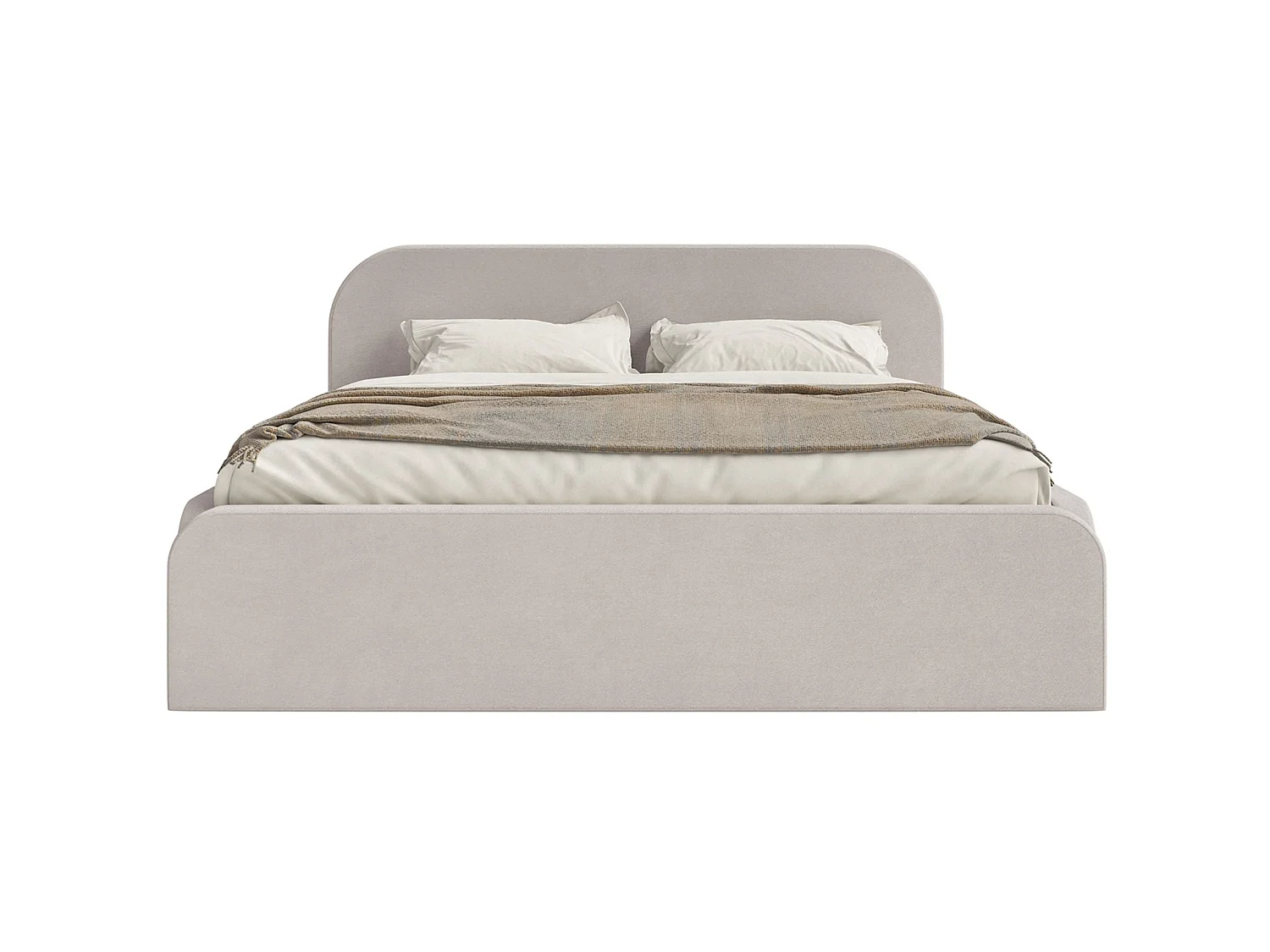 Lit tapissé avec coffre – 140x200 cm – en velours beige-gris – UMIKE