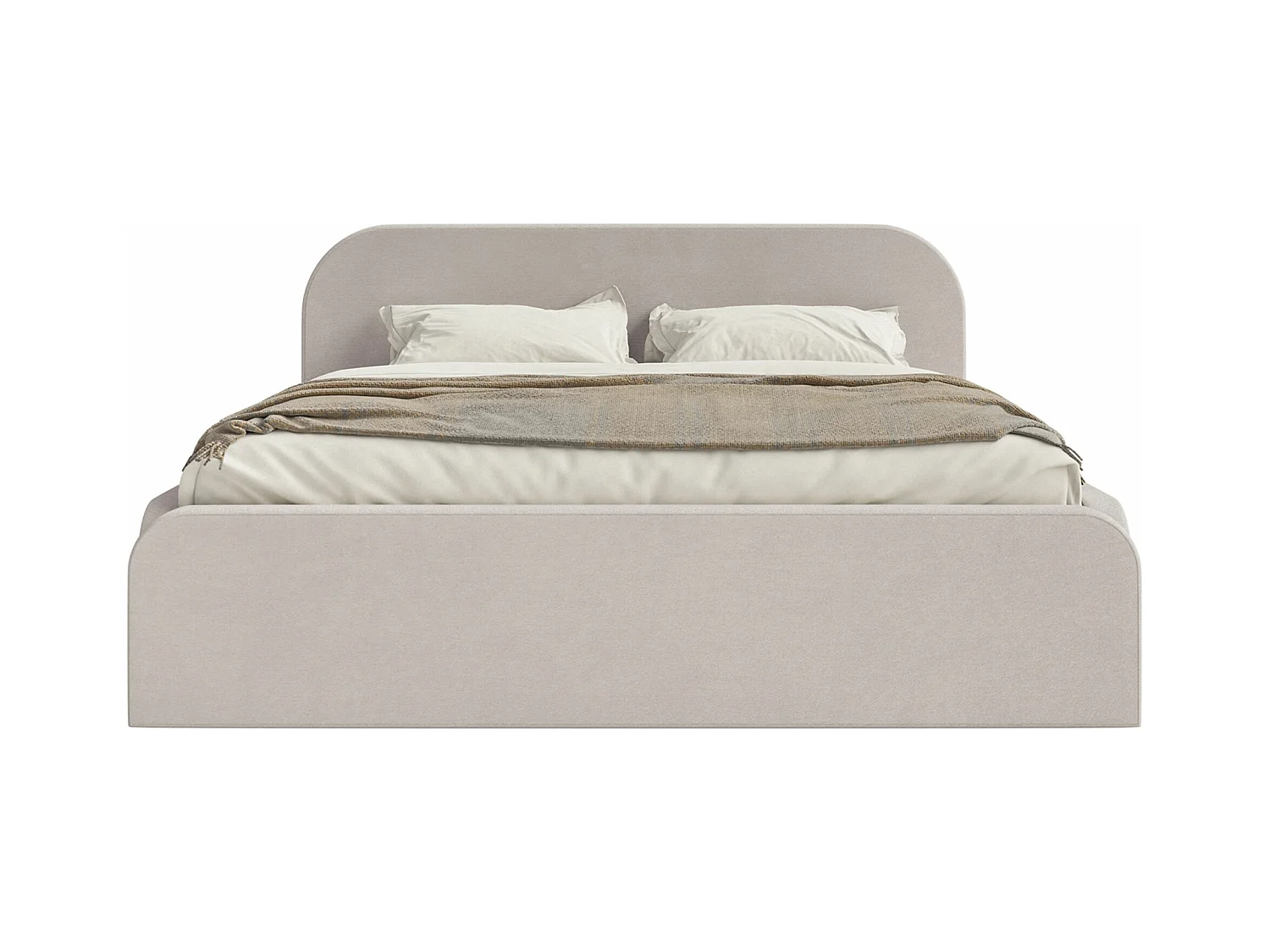 Lit tapissé avec coffre – 160x200 cm – en velours beige-gris – UMIKE