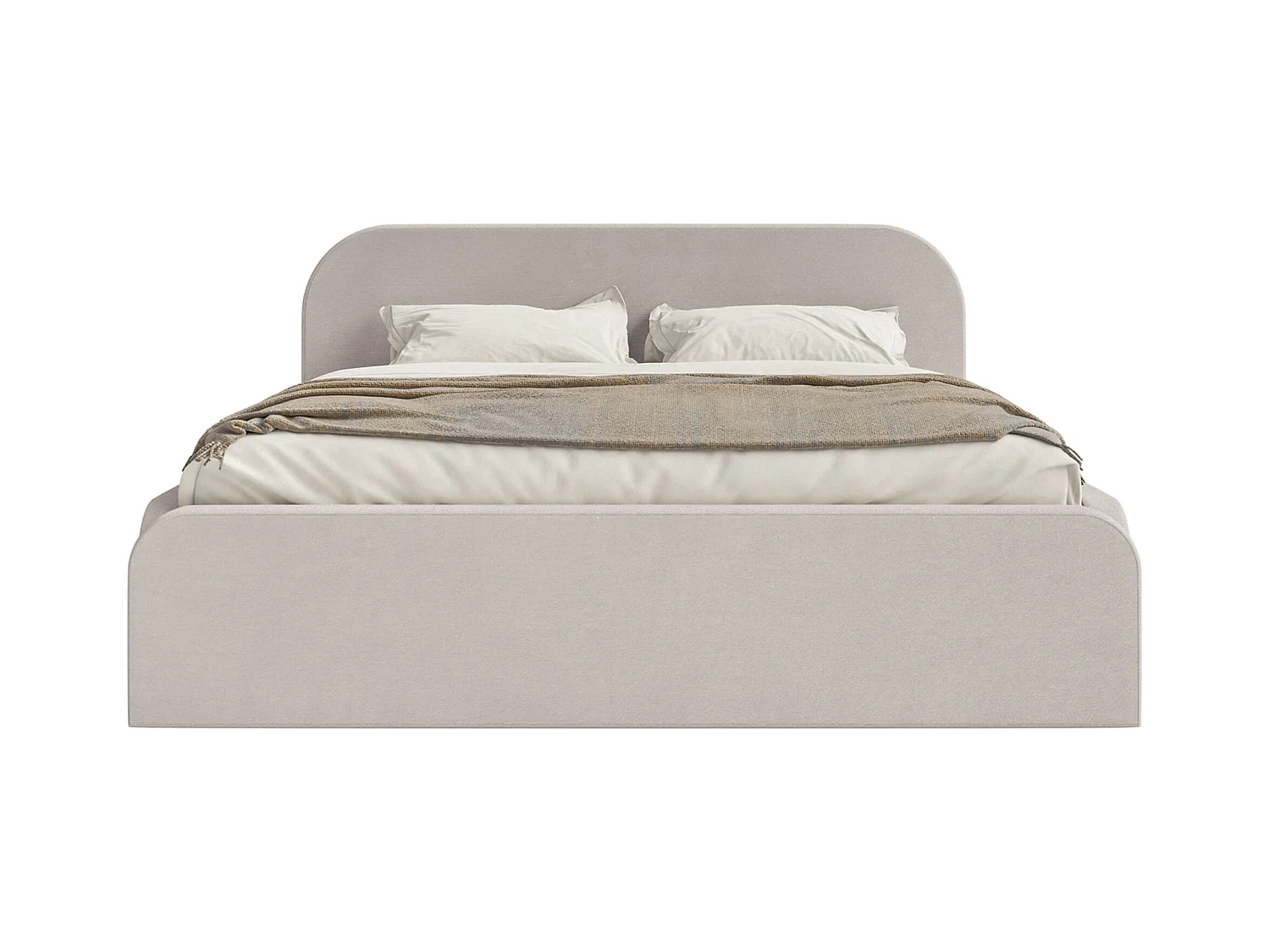 Lit tapissé avec coffre – 180x200 cm – en velours beige-gris – UMIKE