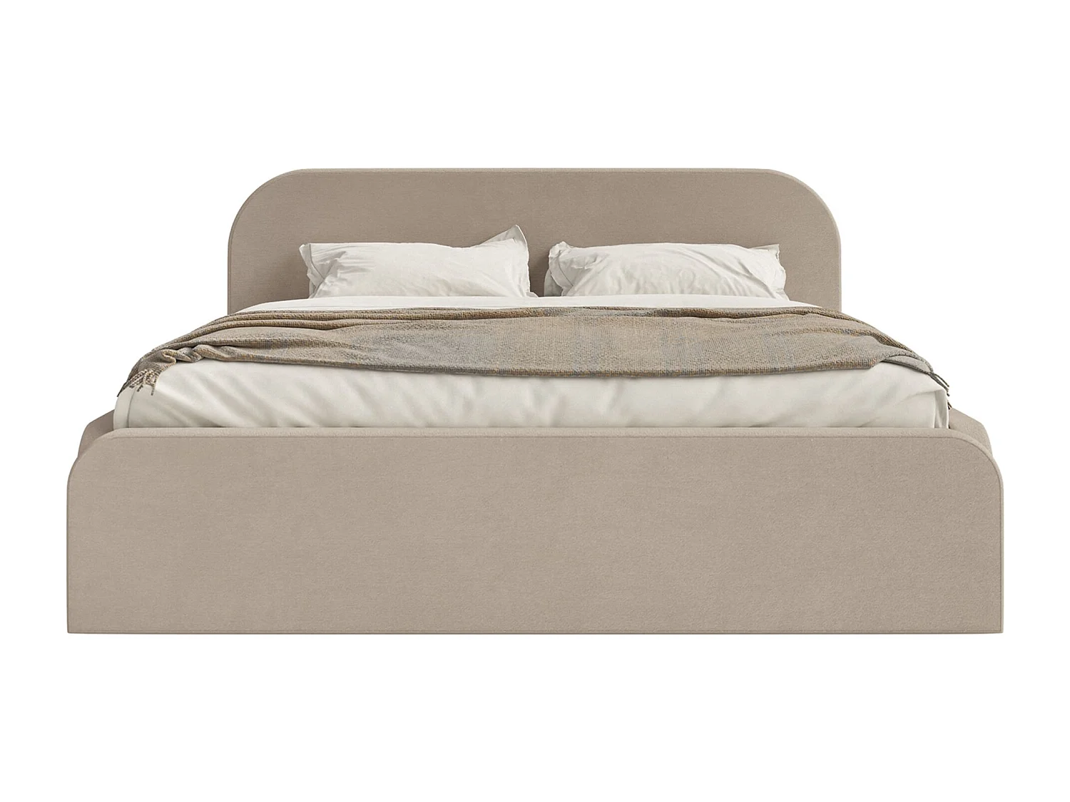 Polsterbett 200x200 - mit Bettkasten - Samtbezug - Beige - UMIKE