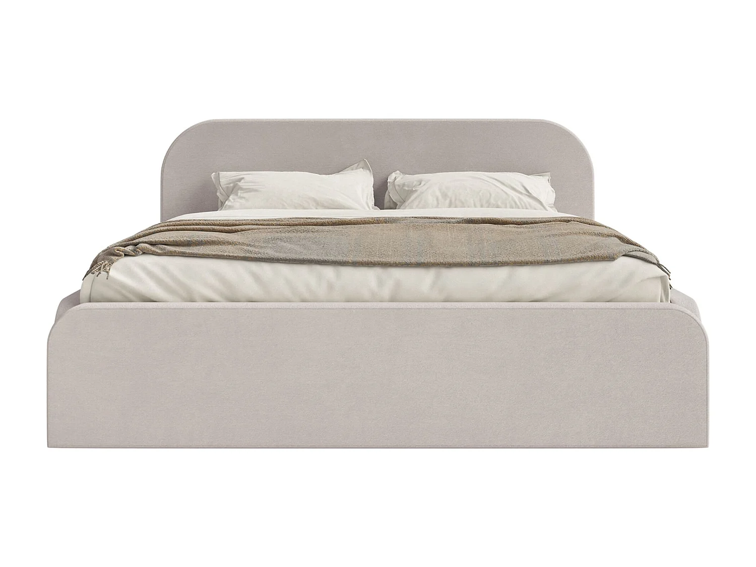 Polsterbett 200x200 - mit Bettkasten - Samtbezug - Graubeige - UMIKE