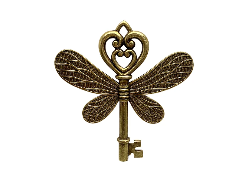 Déco murale clé ailes doré 16x17.3cm