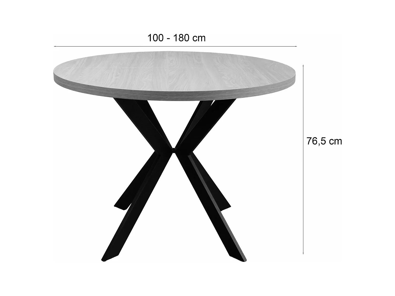 Ausziehtisch - Greige/Schwarz - 100–180x100 cm - CALLIONS