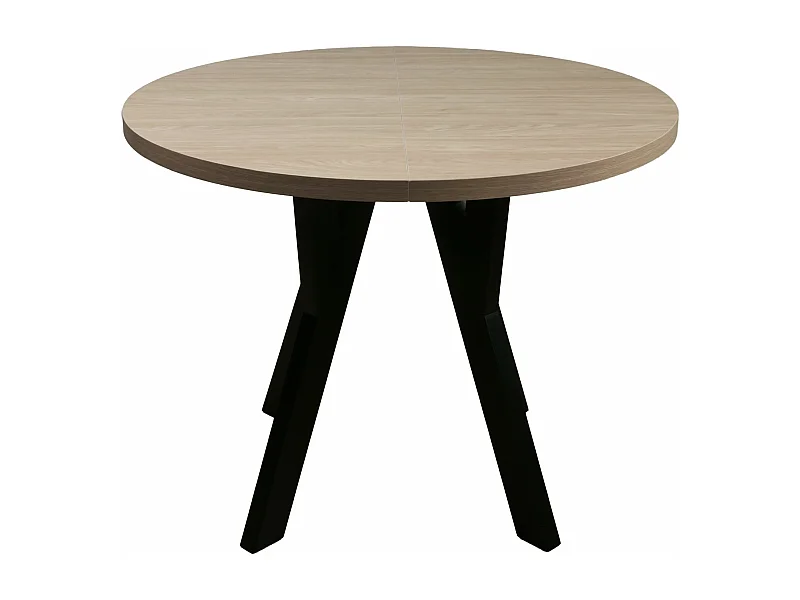 Table à manger extensible – Couleur chêne avec pieds noirs – 100x180x100 cm – OSENNESS