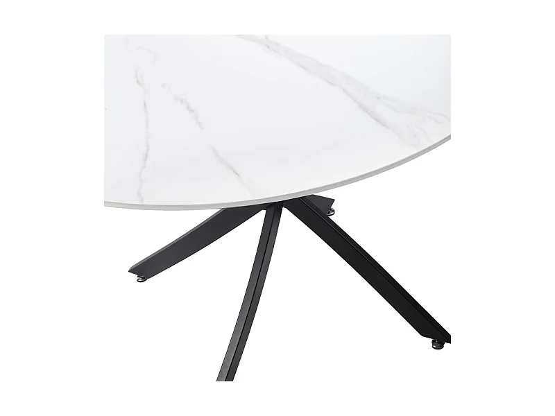 Table ronde D. 100 cm céramique blanc marbré pieds métal - RYDER 2