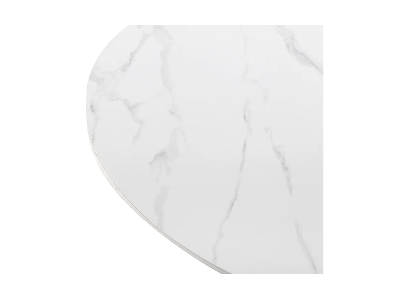 Table ronde D. 100 cm céramique blanc marbré pieds métal - RYDER 2