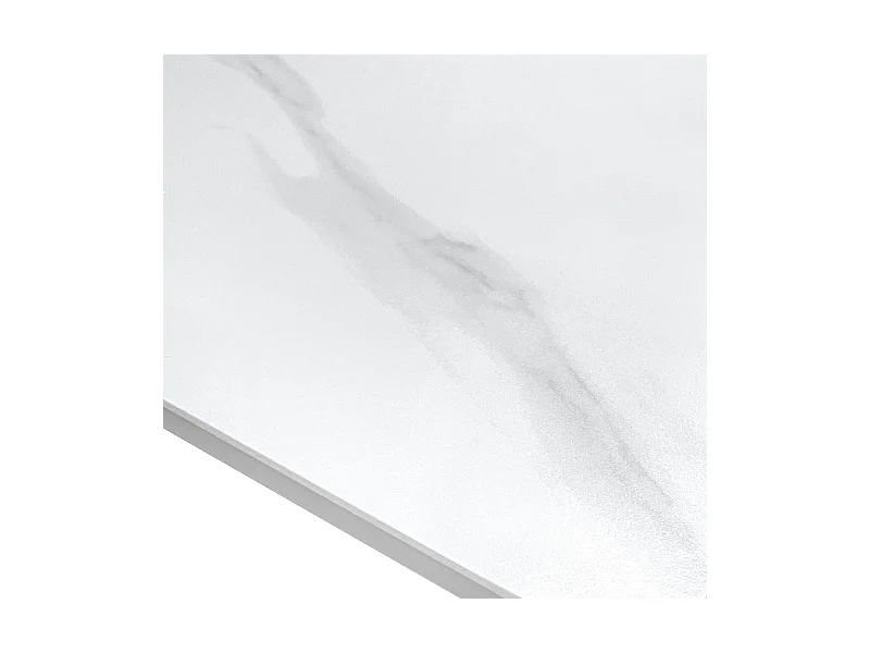 Table ronde D. 100 cm céramique blanc marbré pieds métal - RYDER 2