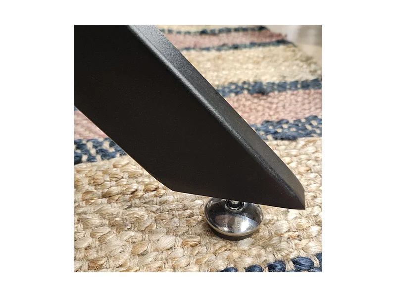 Table ronde D. 100 cm céramique blanc marbré pieds métal - RYDER 2