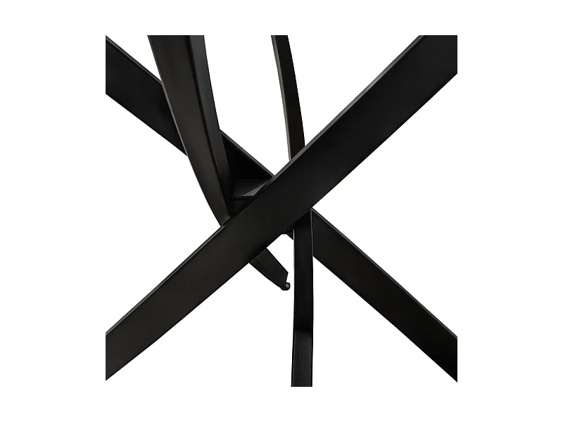 Table ronde D. 100 cm céramique blanc marbré pieds métal - RYDER 2