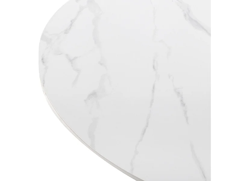 Table ronde D. 100 cm céramique blanc marbré pieds métal - RYDER 2