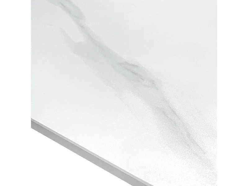 Table ronde D. 100 cm céramique blanc marbré pieds métal - RYDER 2