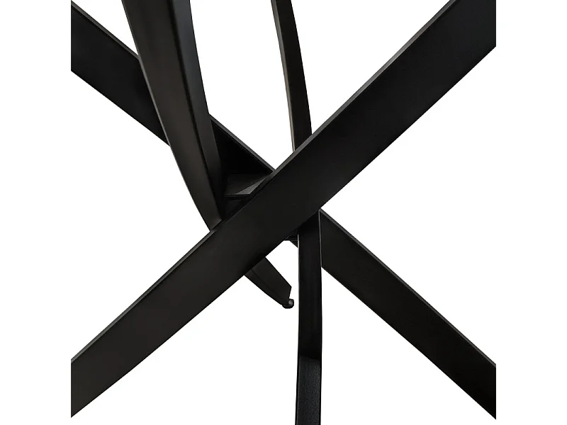 Table ronde D. 100 cm céramique blanc marbré pieds métal - RYDER 2