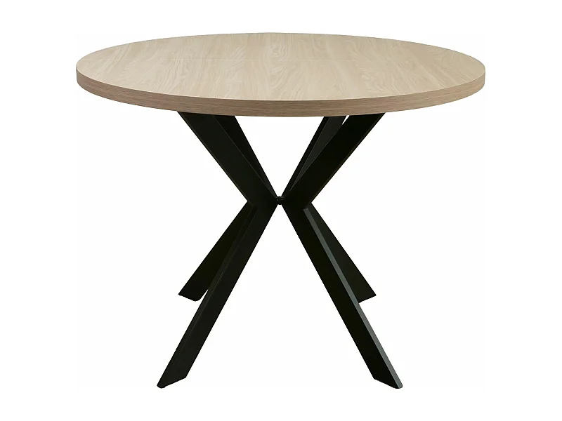 Table à manger extensible – Couleur chêne avec pieds noirs – 100x180x100 cm – CALLIONS