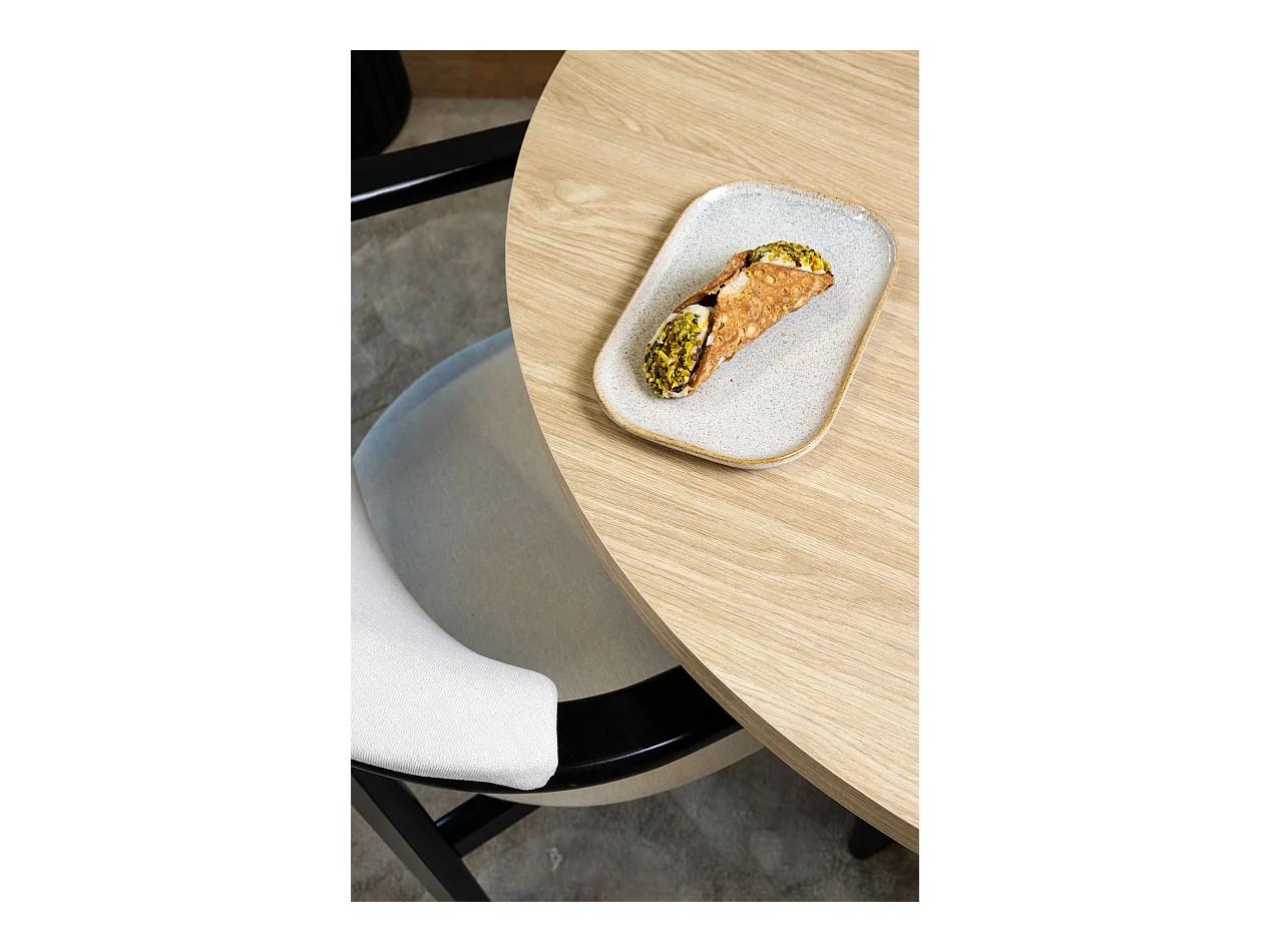 Table à manger extensible – Couleur chêne avec pieds noirs – 100x180x100 cm – CALLIONS