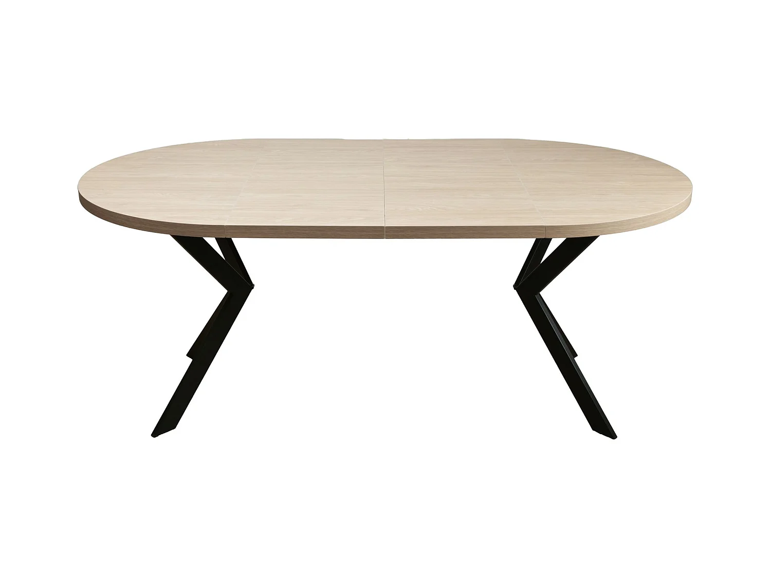 Table à manger extensible – Couleur chêne avec pieds noirs – 100x180x100 cm – CALLIONS