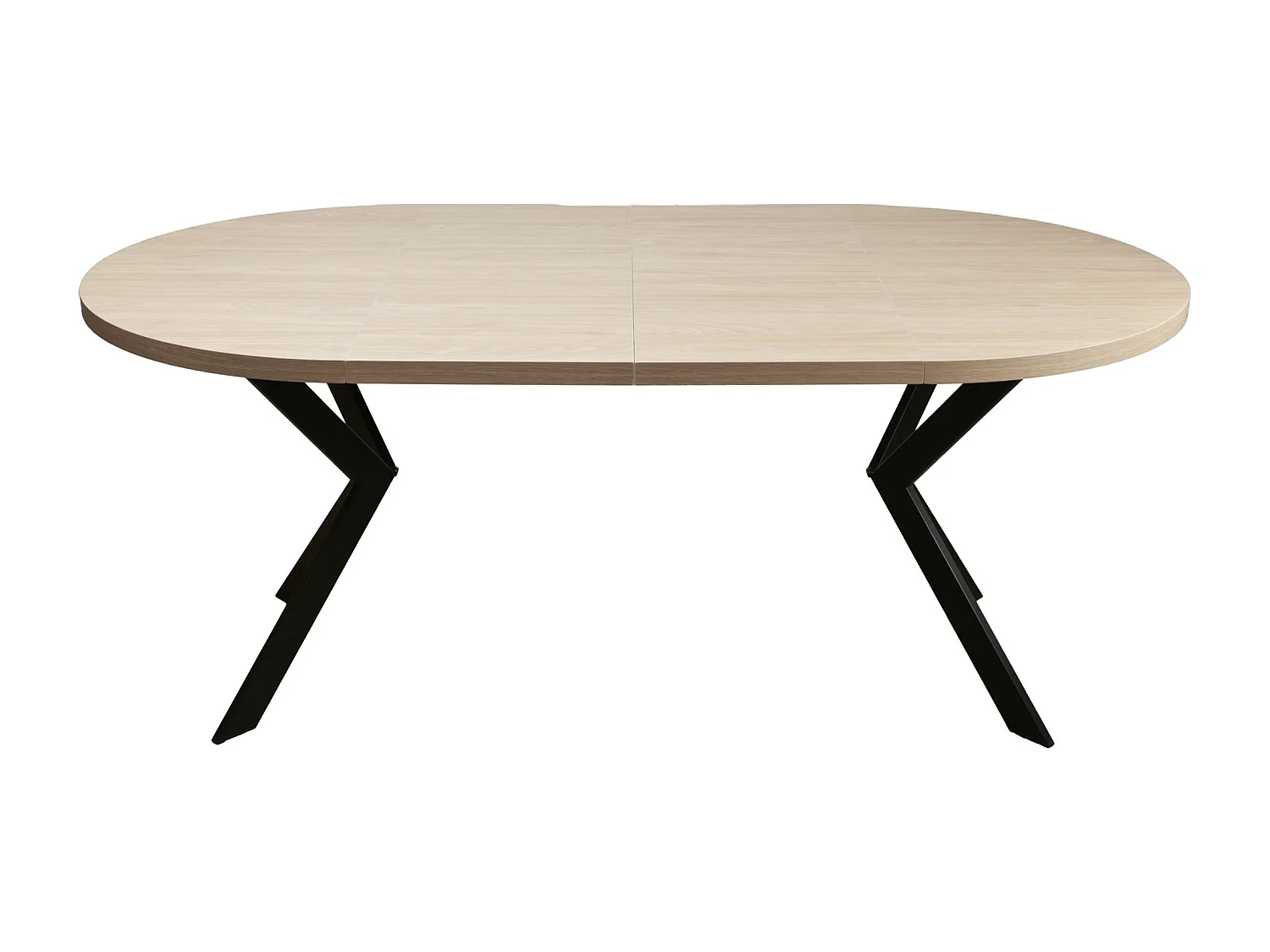 Table à manger extensible – Couleur chêne avec pieds noirs – 100x180x100 cm – CALLIONS