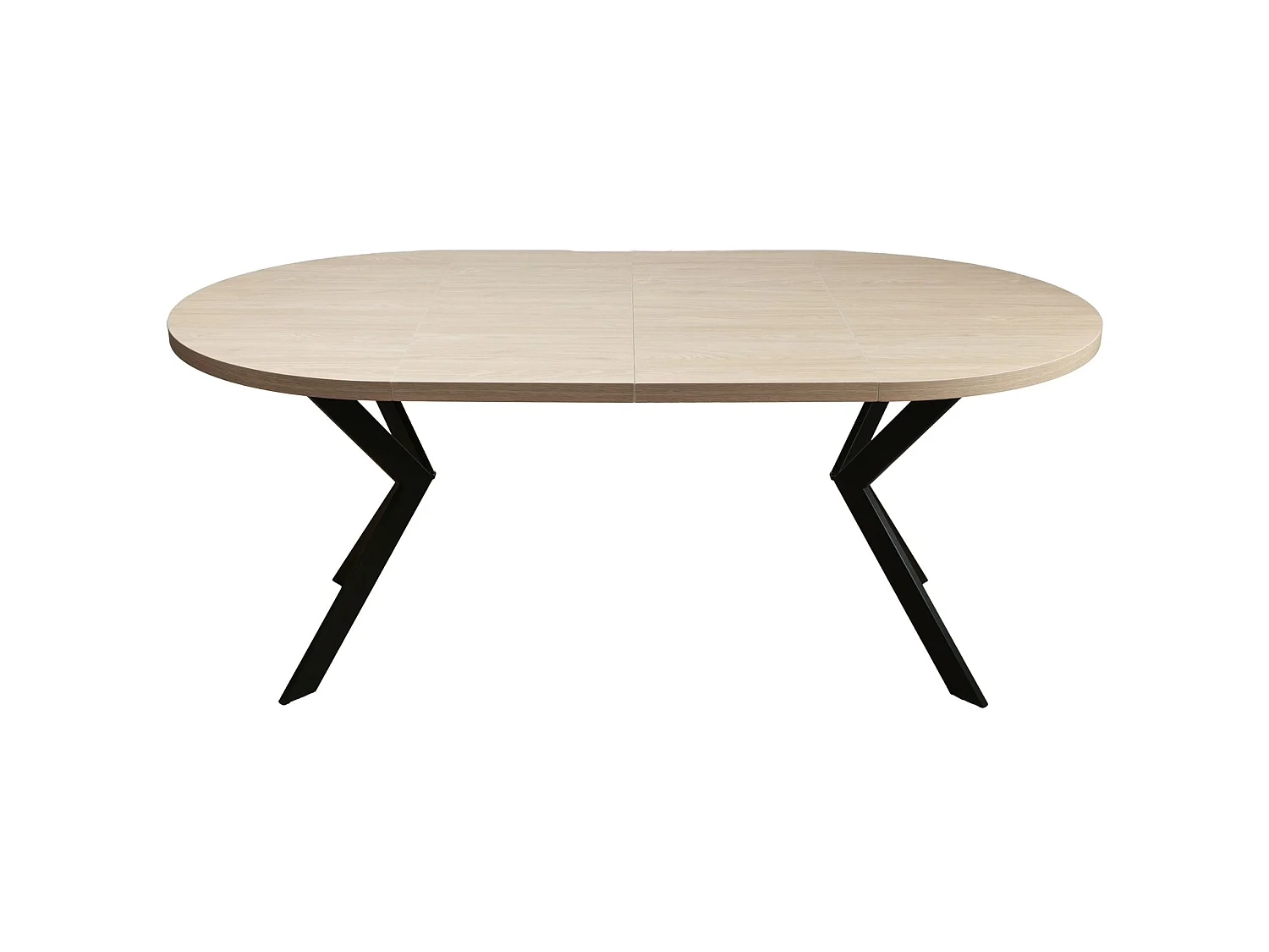 Table à manger extensible – Couleur chêne avec pieds noirs – 100x180x100 cm – CALLIONS