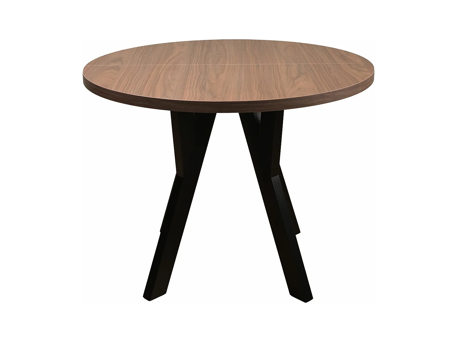 Table à manger extensible – Noyer Wisconsin avec pieds noirs – 100x180x100 cm – OSENNESS