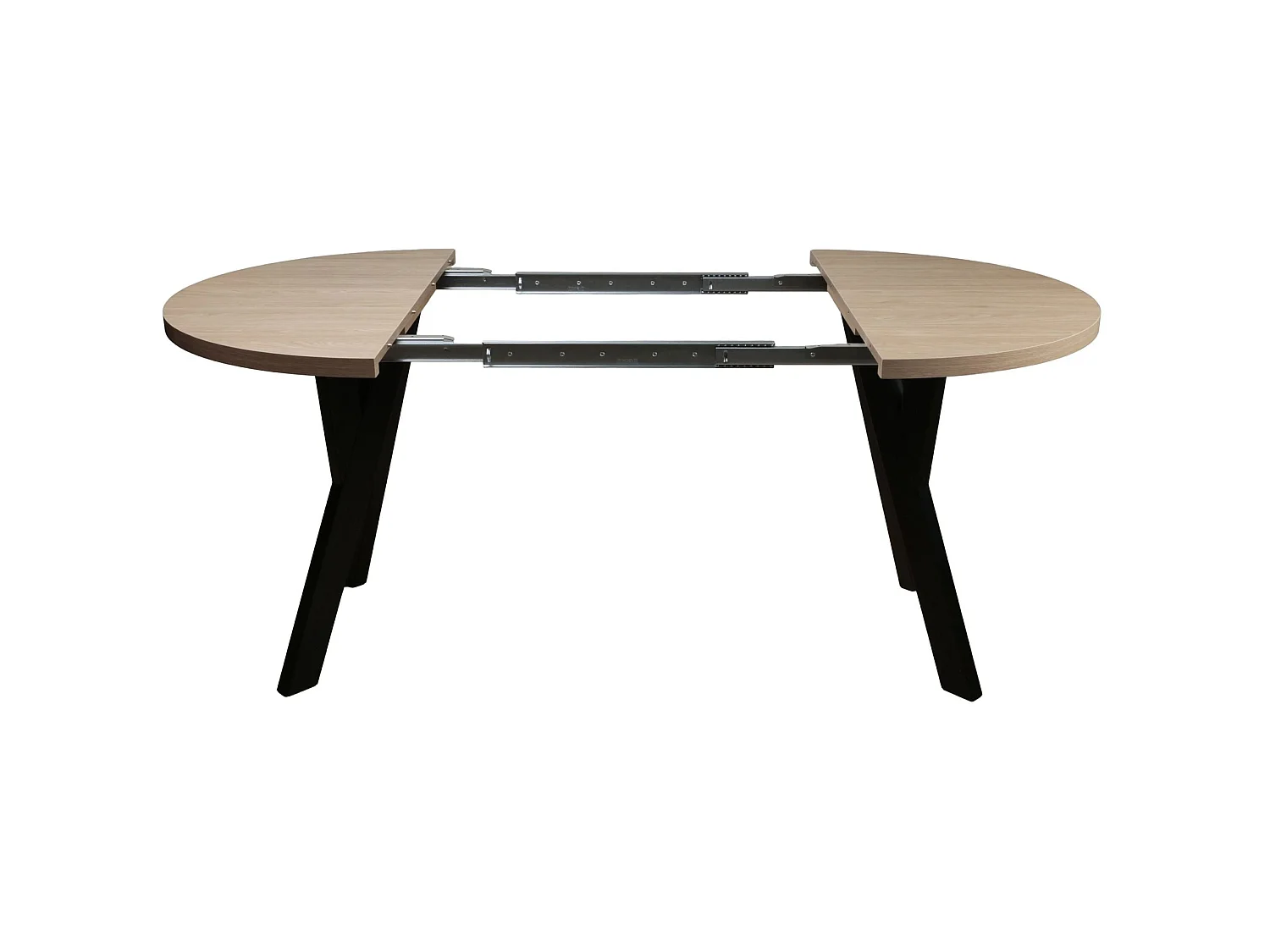 Table à manger extensible – Noyer Wisconsin avec pieds noirs – 100x180x100 cm – OSENNESS