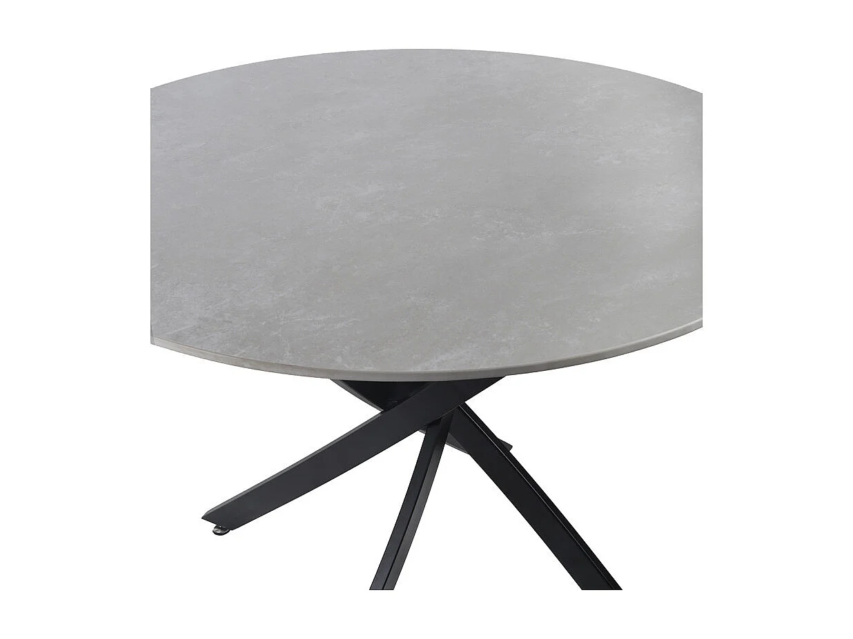 Table ronde D. 100 cm céramique gris pieds croisés métal - RYDER 2