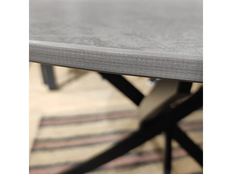 Table ronde D. 100 cm céramique gris pieds croisés métal - RYDER 2