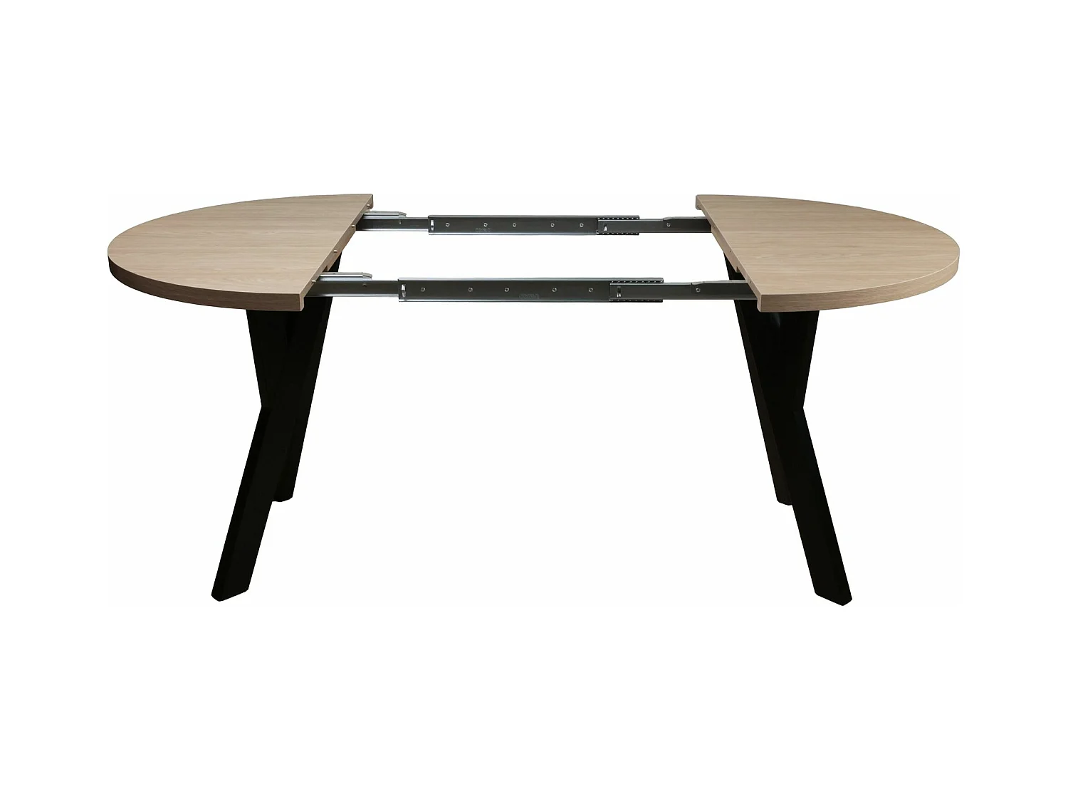 Ausziehtisch - Greige/Schwarz - 100–180x100 cm - OSENNESS