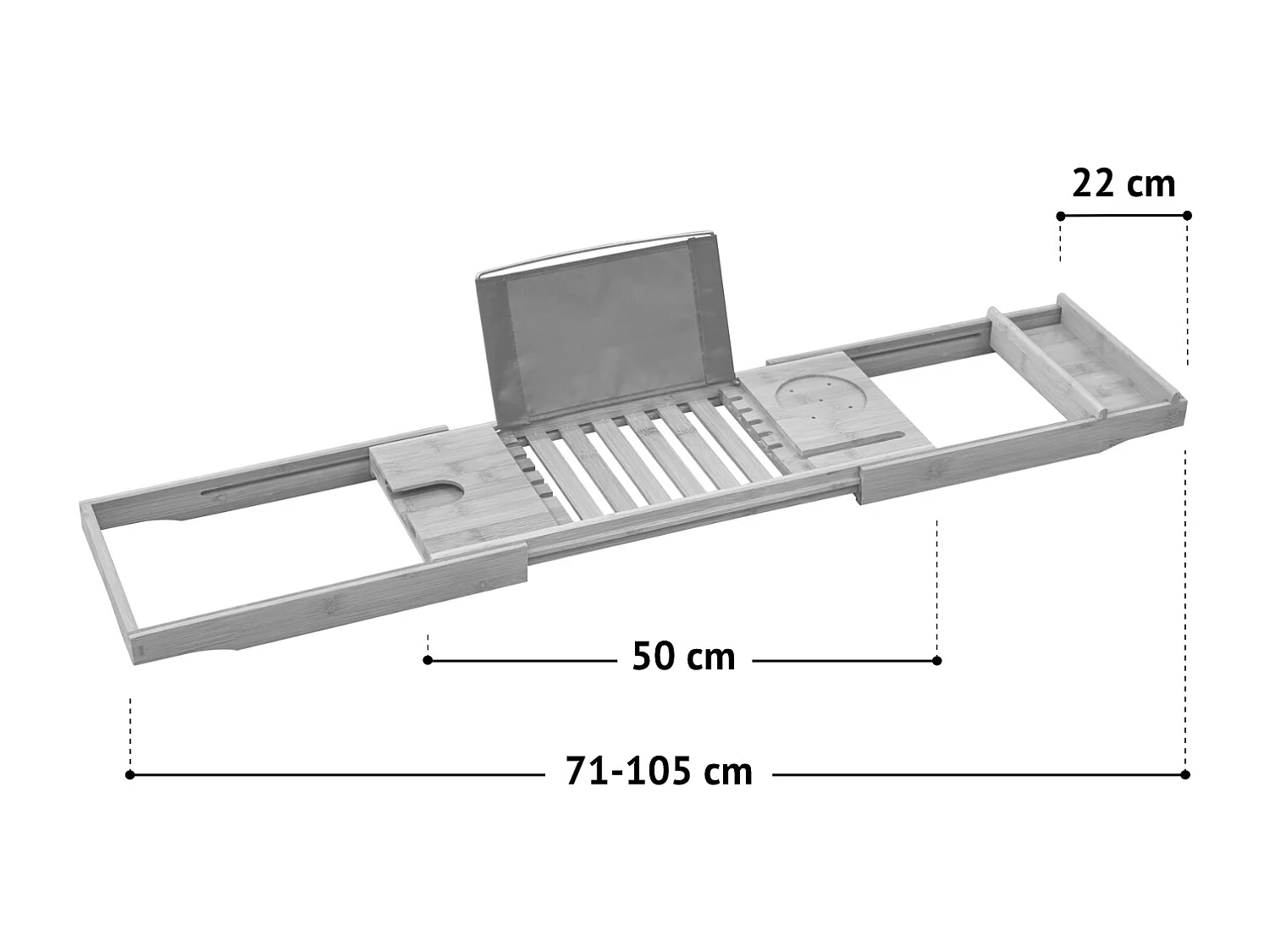 Étagère de baignoire SVITA ORI en bambou réglable et multifonctionnelle