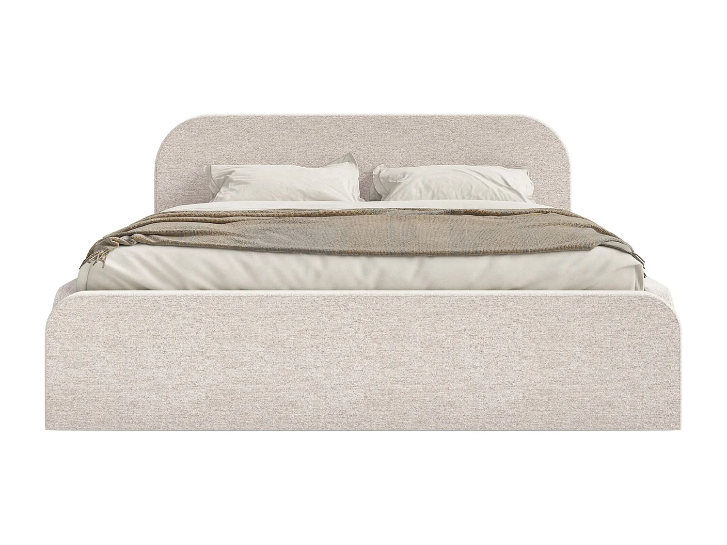 Lit tapissé – 180x200 cm – en tissu chenille beige clair – UMIKE