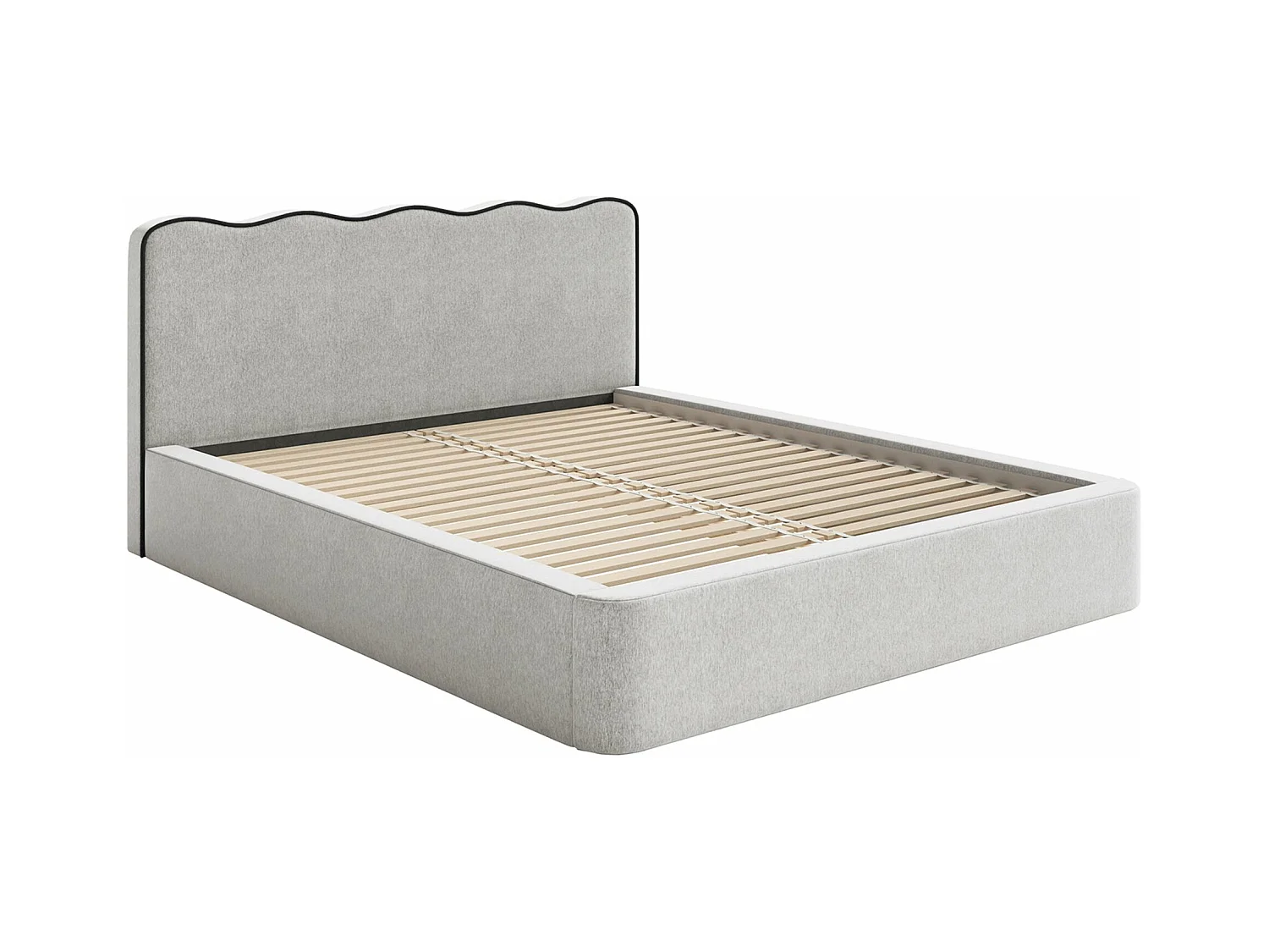 Lit tapissé – 180x200 cm – en tissu tressé gris clair – DUNEY