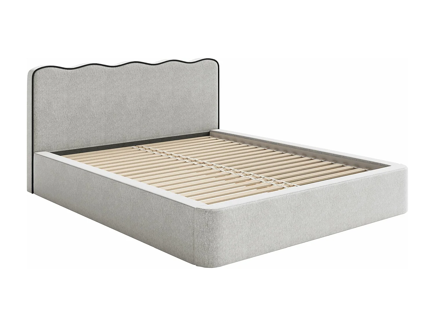 Polsterbett 180x200 - mit Strukturstoff - Hellgrau - DUNEY