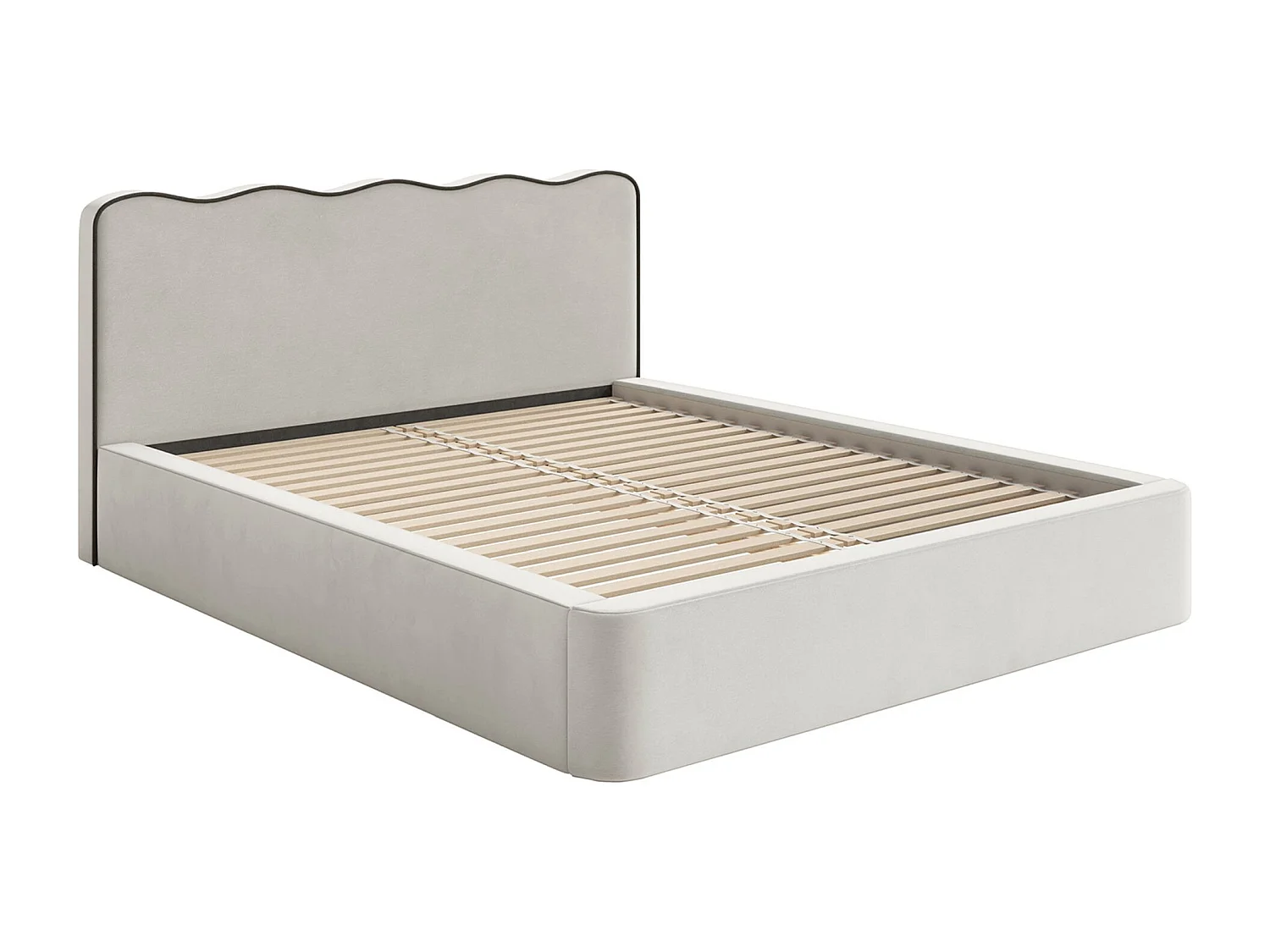 Polsterbett 180x200 - mit Veloursbezug - Hellbeige - DUNEY