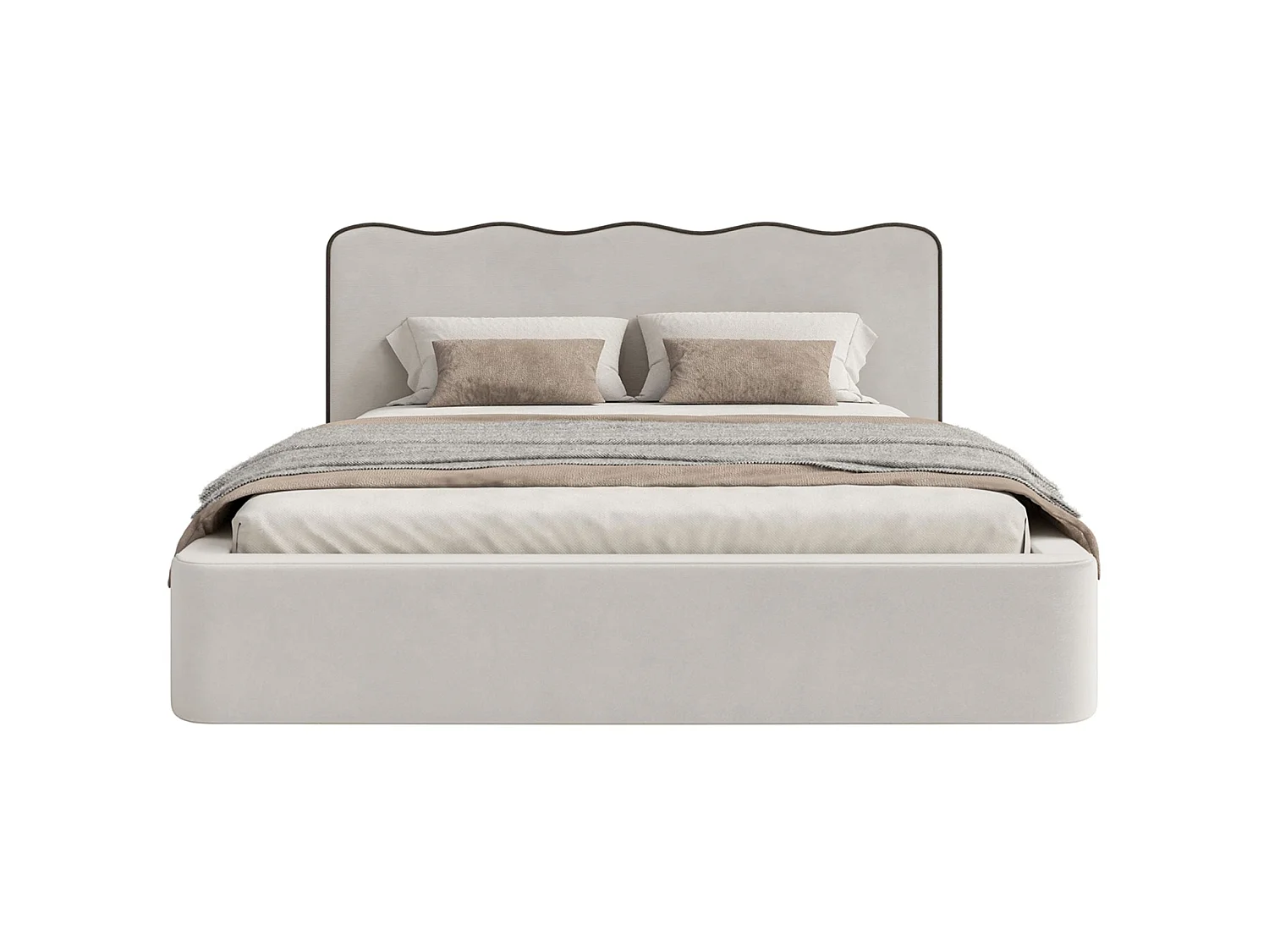 Gestoffeerd bed – 180x200 cm – in lichtbeige fluweel – DUNEY