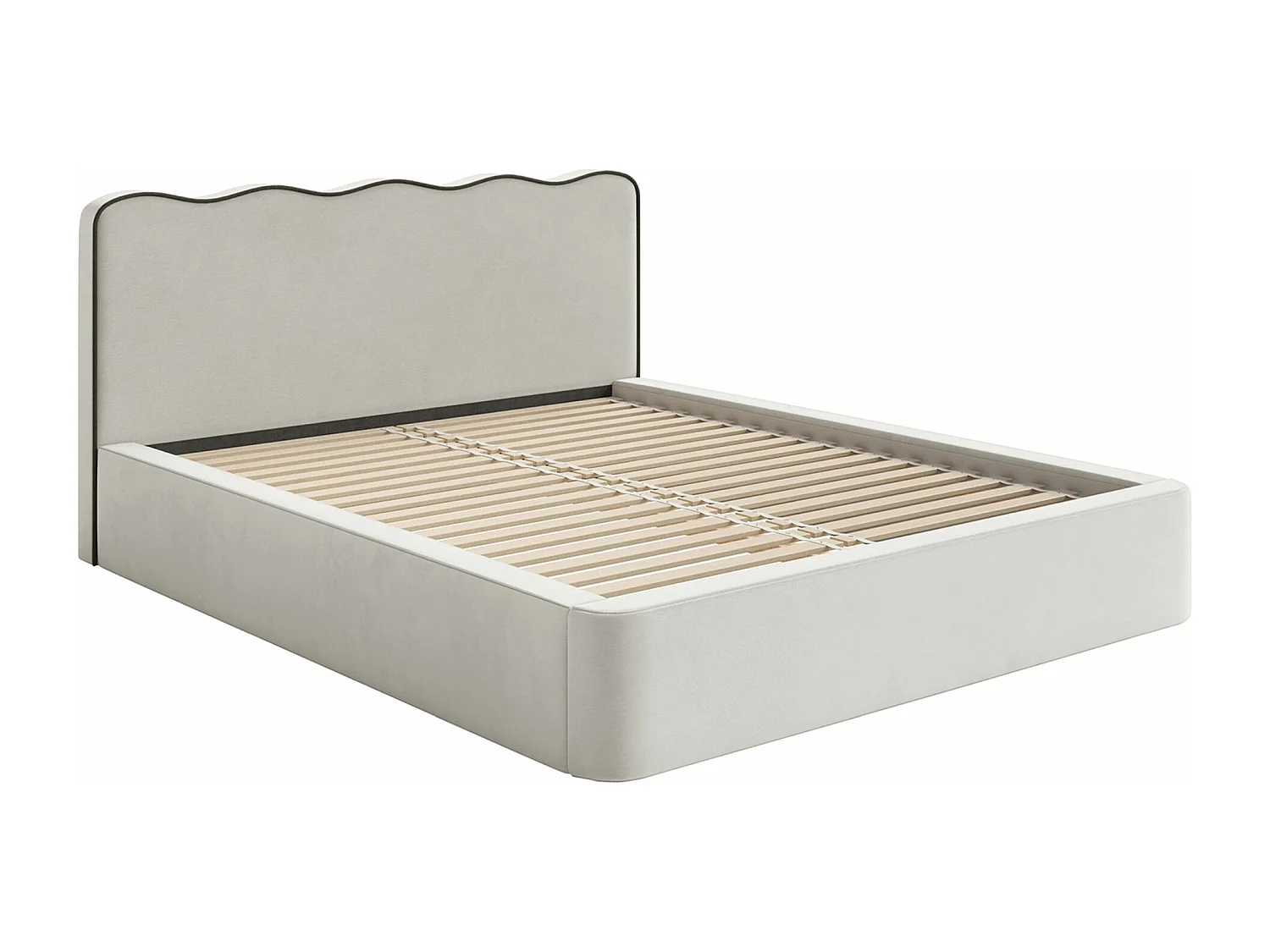 Polsterbett 140x200 - mit Veloursbezug - Hellbeige - DUNEY