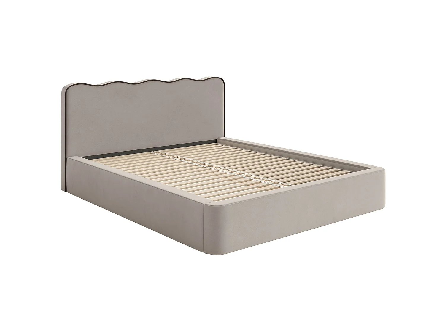 Lit tapissé – 160x200 cm – en velours beige – DUNEY