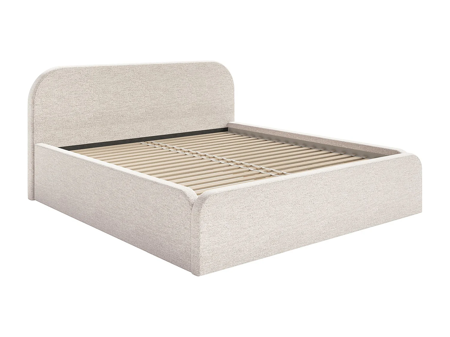 Polsterbett 160x200 - mit Chenille-Bezug - Hellbeige - UMIKE