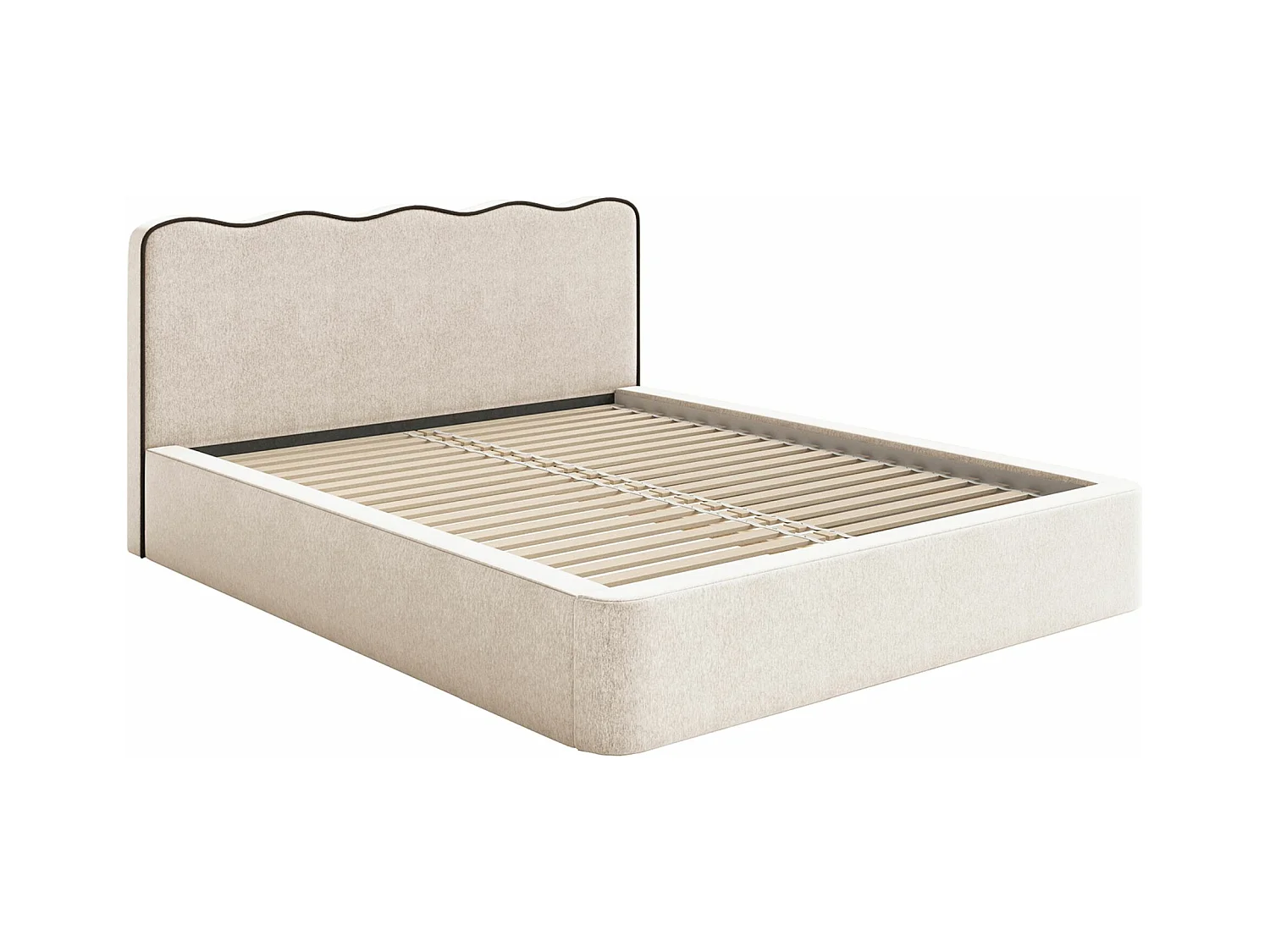 Polsterbett 160x200 - mit Strukturstoff - Hellbeige - DUNEY