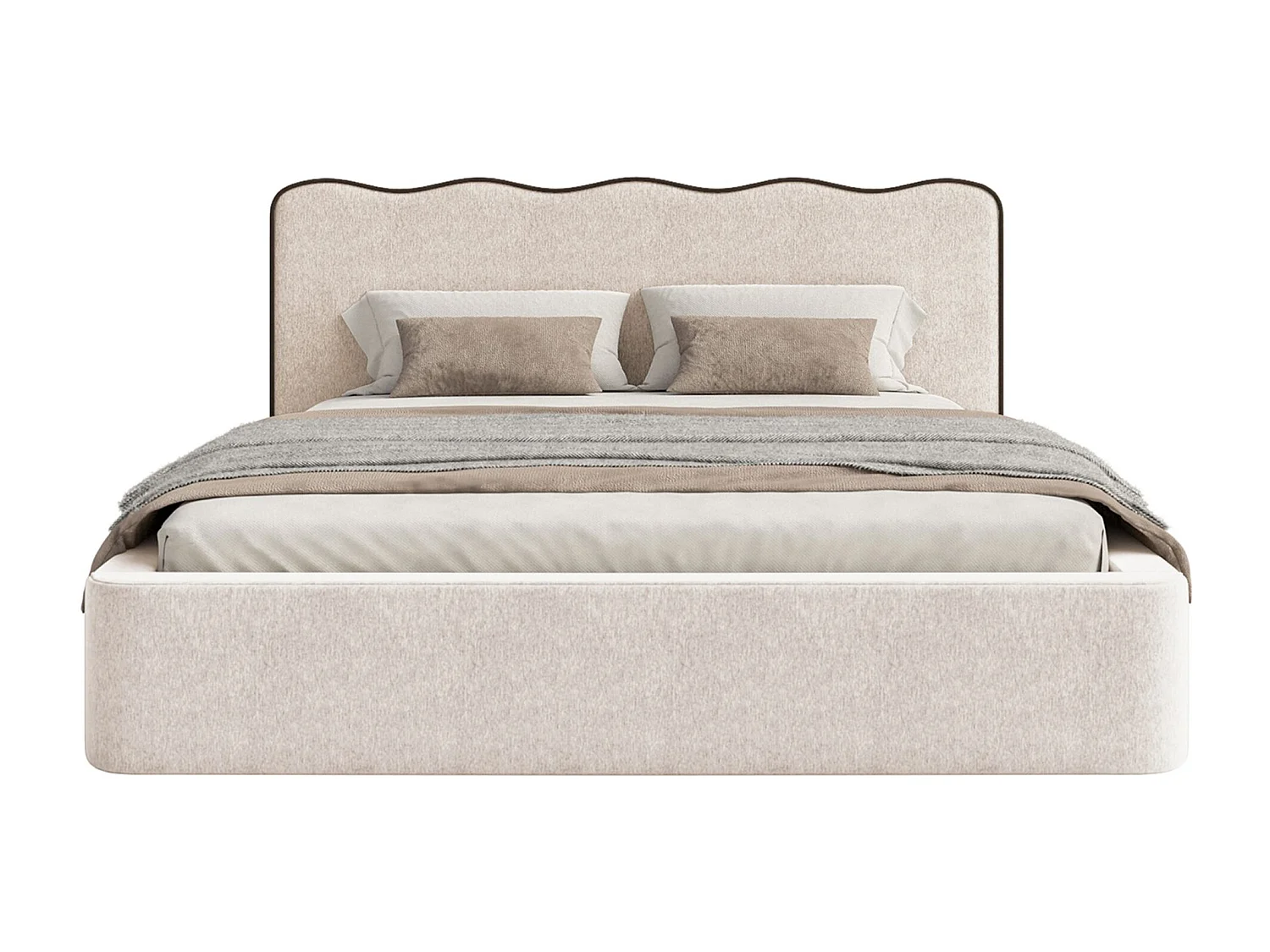 Polsterbett 160x200 - mit Strukturstoff - Hellbeige - DUNEY