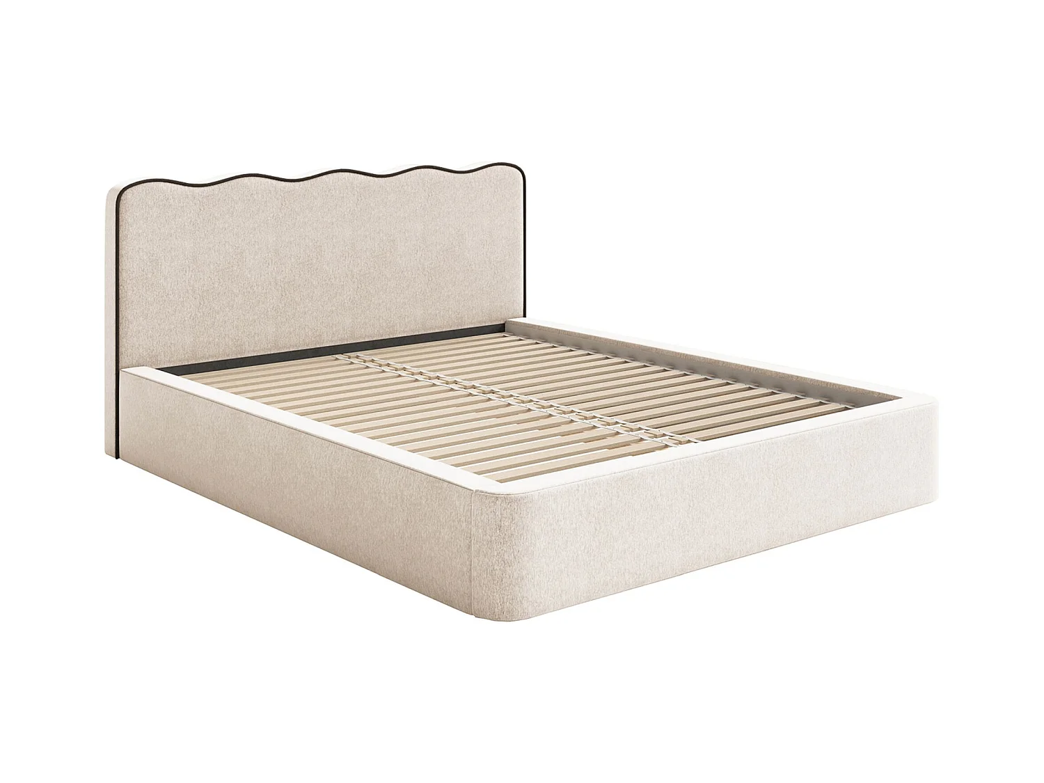 Polsterbett 200x200 - mit Strukturstoff - Hellbeige - DUNEY