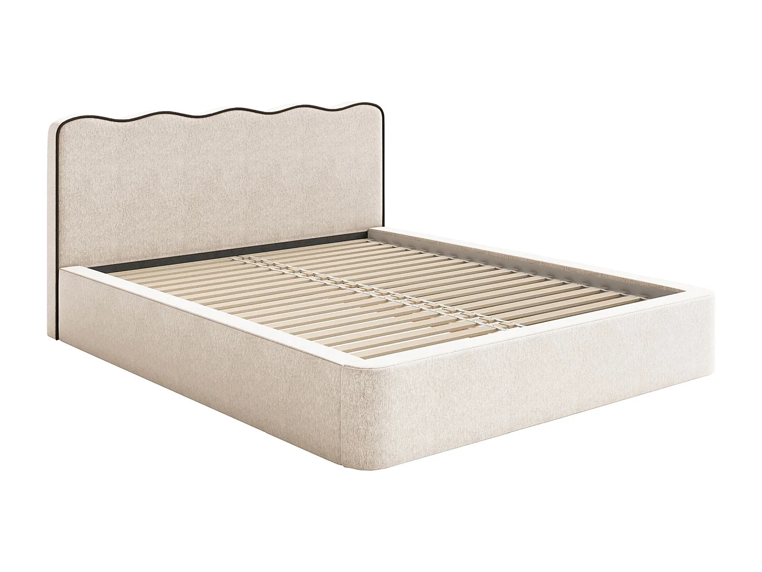 Polsterbett 140x200 - mit Strukturstoff - Hellbeige - DUNEY
