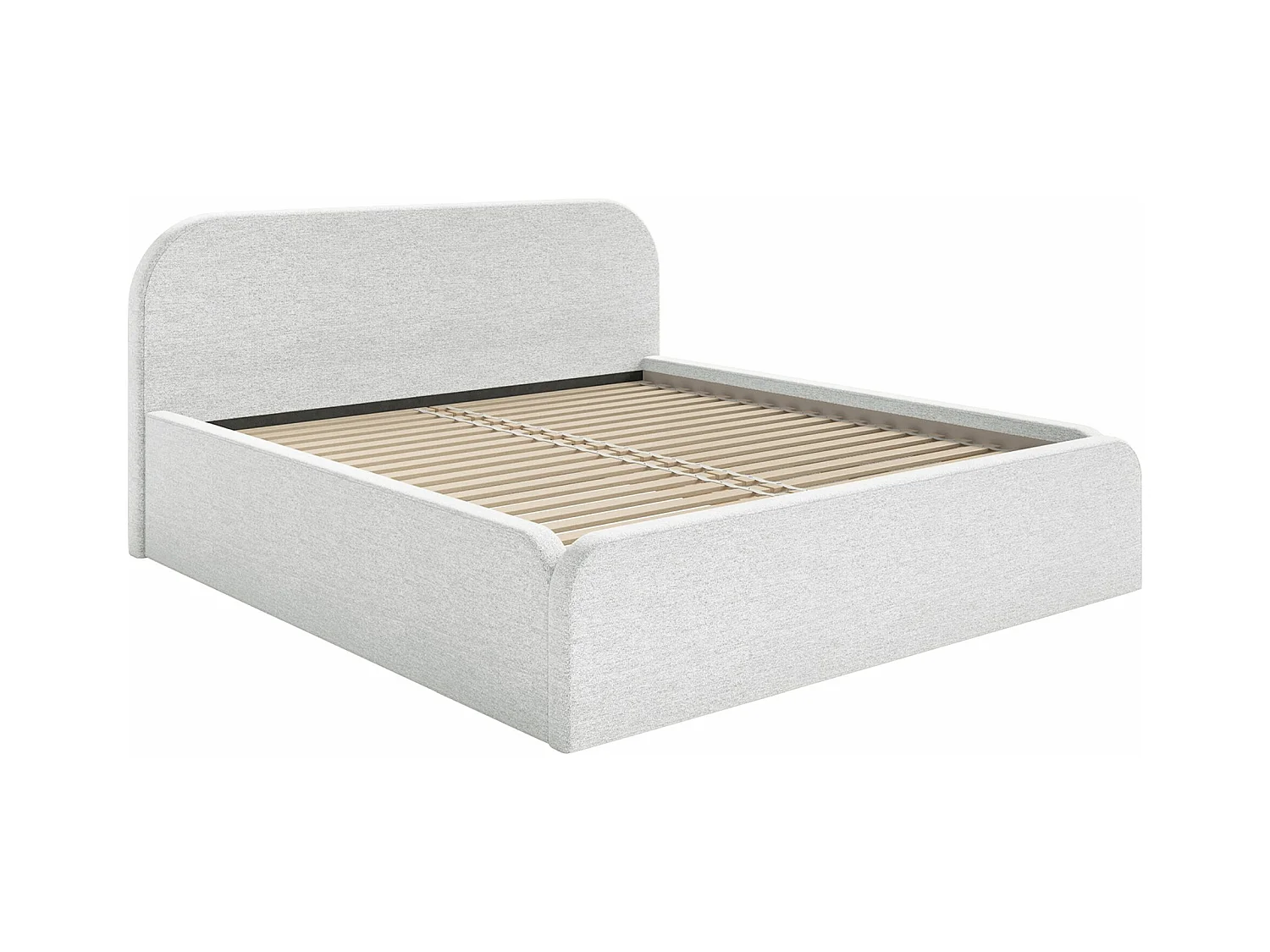 Lit tapissé – 200x200 cm – en tissu chenille gris clair – UMIKE