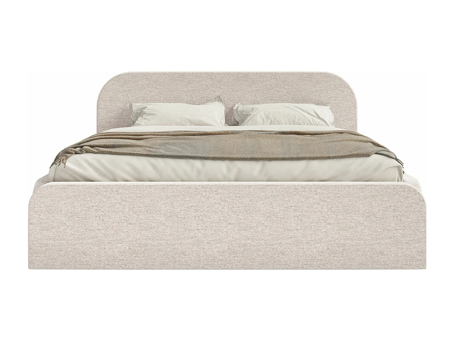 Polsterbett 140x200 - mit Chenille-Bezug - Hellbeige - UMIKE